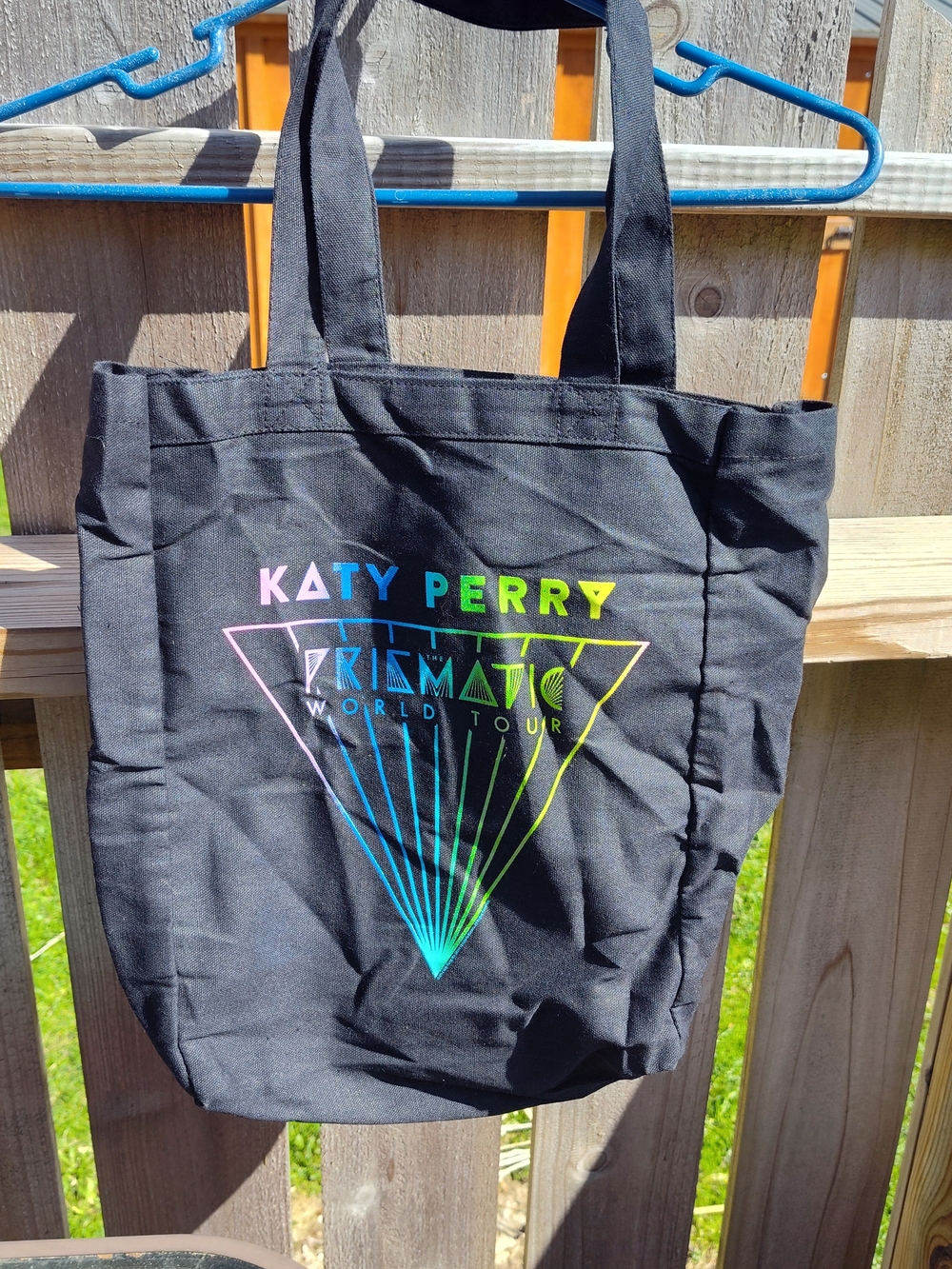 Katy Perry Collections Black Tote with Rainbow Prism Graphic